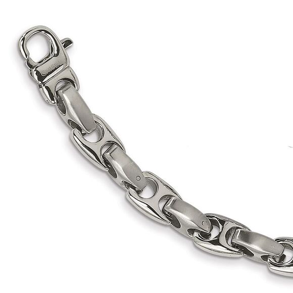 Mens 10mm Stainless Steel Advanced Anchor Chain Necklace, 20 Inch - Picture 2 of 5